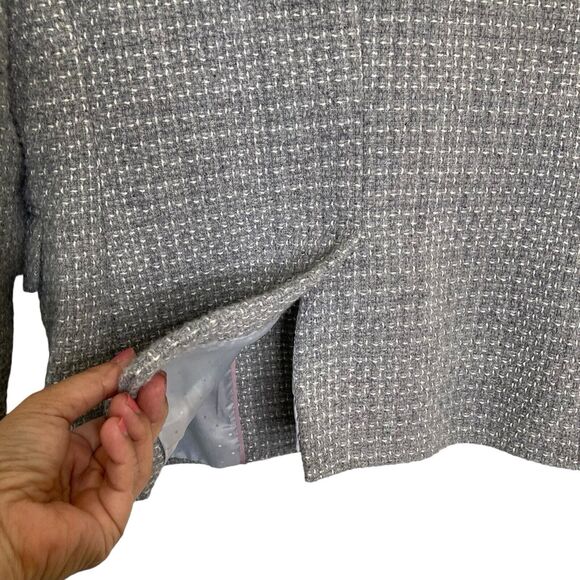 Banana Republic GEO Tweed Academy Blazer Gray White Lined Size 6 Wool Blend - Picture 8 of 15